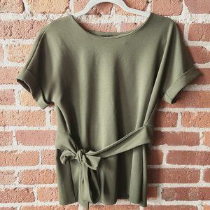 Green Women's Top, Business Top, Small Women's Shirt with Bow